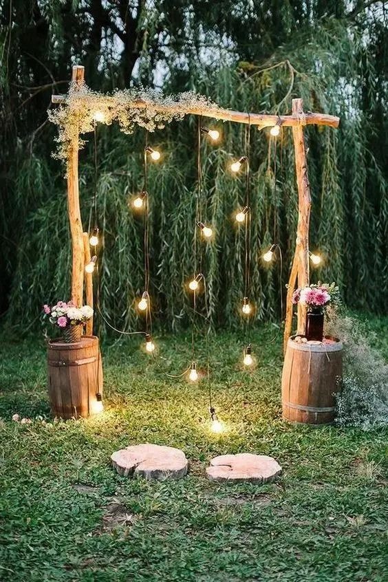 A beautiful rustic ceremony arch