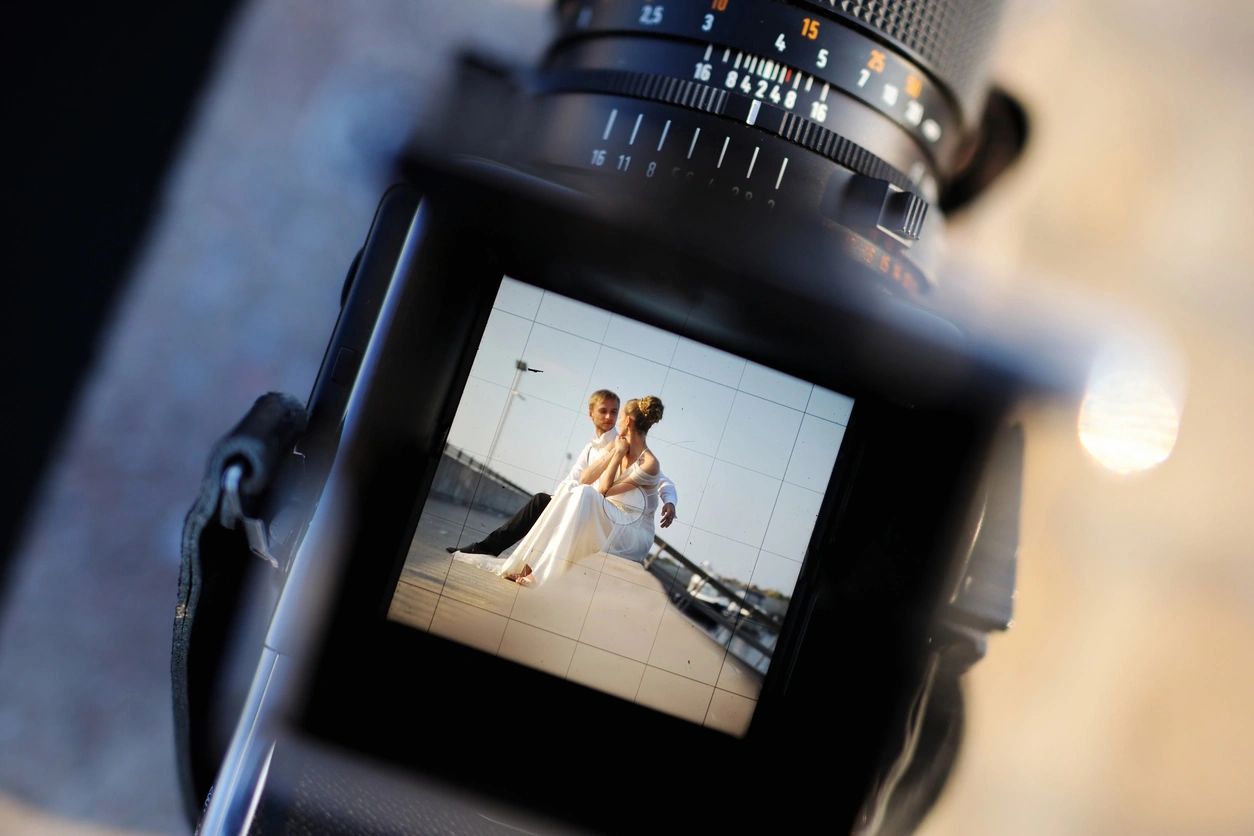 Wedding couple in an intimate moment